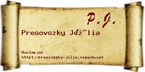 Presovszky Júlia névjegykártya